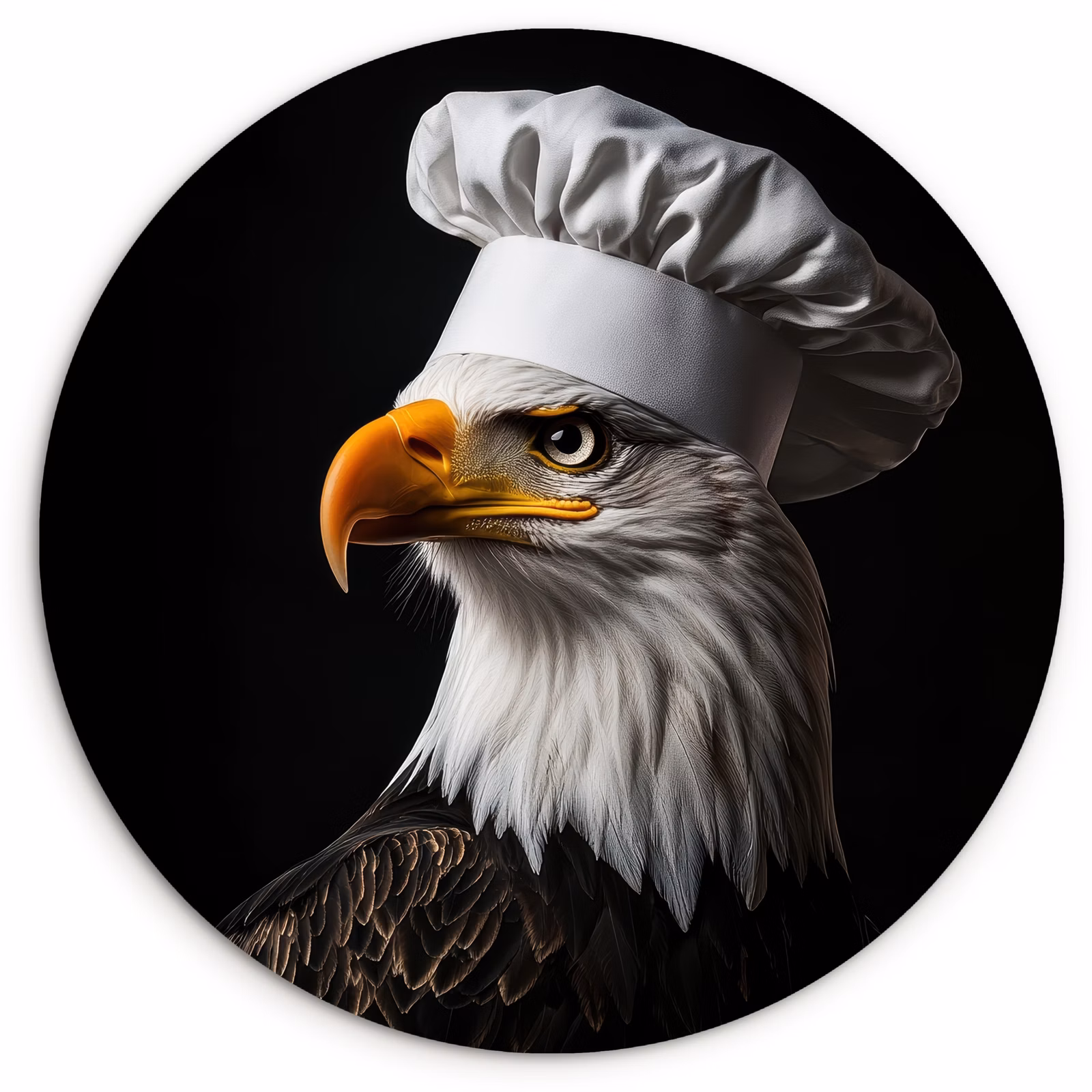 Cuadro redondo - Águila - América - Gorro de cocinero - Pájaro - Robusto — 1