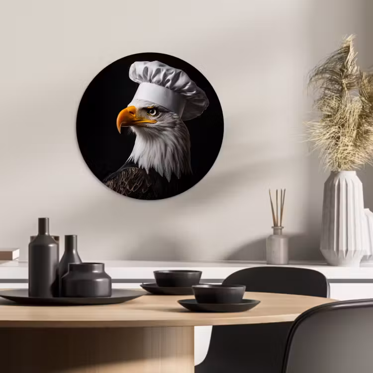 Cuadro redondo - Águila - América - Gorro de cocinero - Pájaro - Robusto — 3