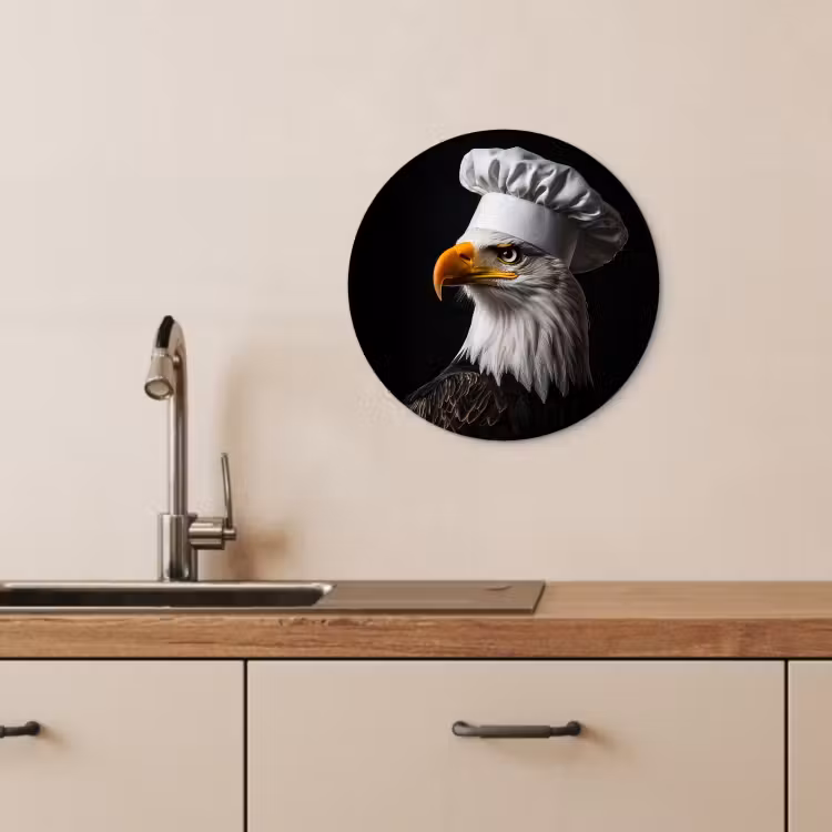 Cuadro redondo - Águila - América - Gorro de cocinero - Pájaro - Robusto — 4