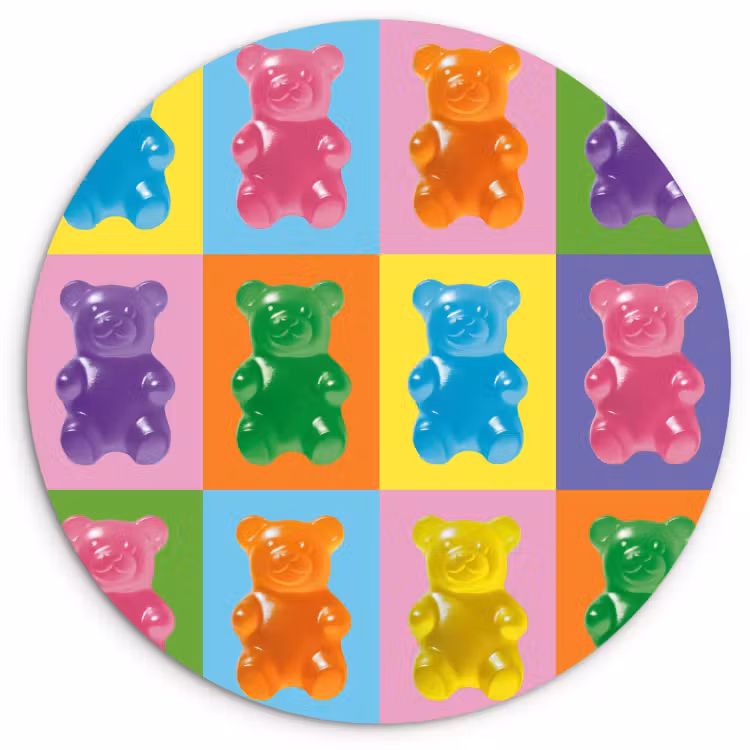 KitchenYeah - Cocina - Círculo mural Forex - Arte- Caramelos - Colorido — 1