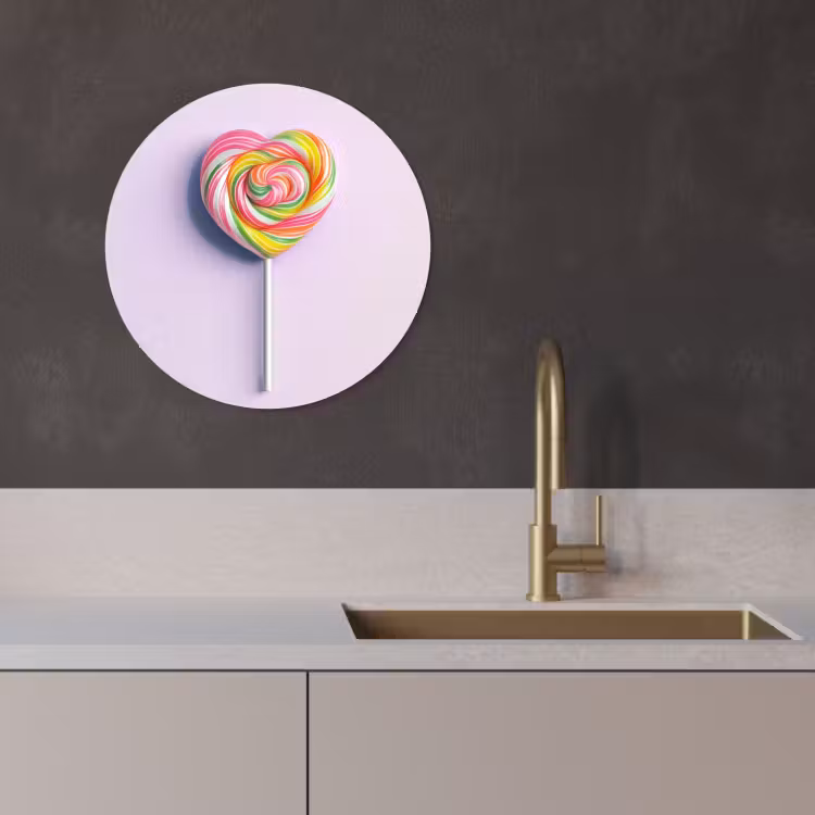 KitchenYeah - Cocina - Círculo mural Forex - Corazón - Piruleta - Caramelo — 1