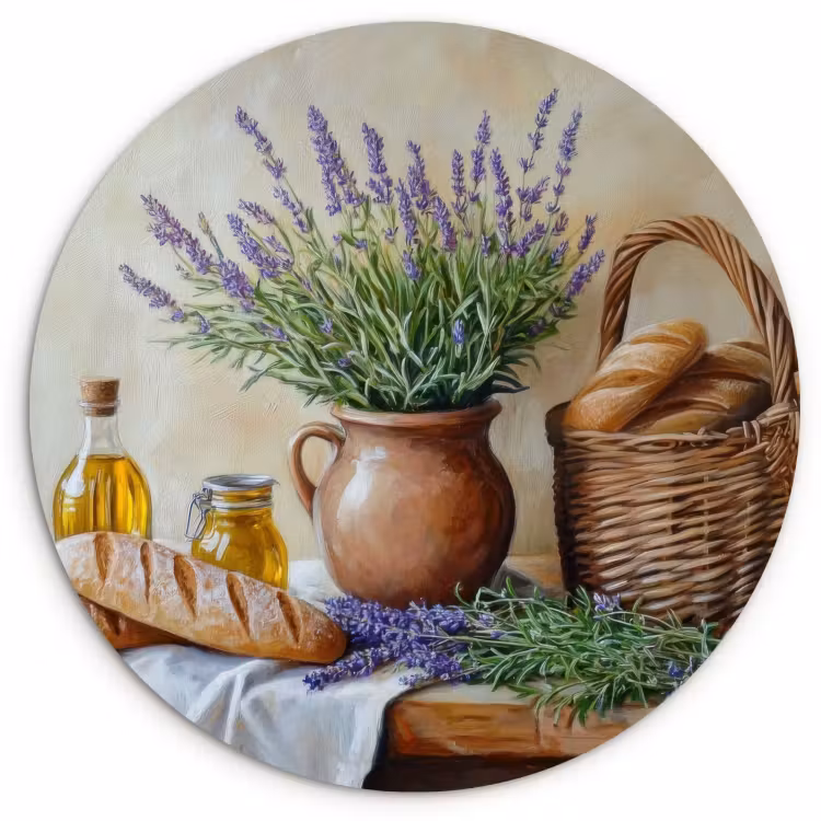 Cuadro redondo - Lavanda - Pan - Naturaleza muerta — 4