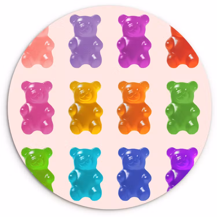 KitchenYeah - Cocina - Círculo mural Forex - Oso - Colorido - Caramelo — 1