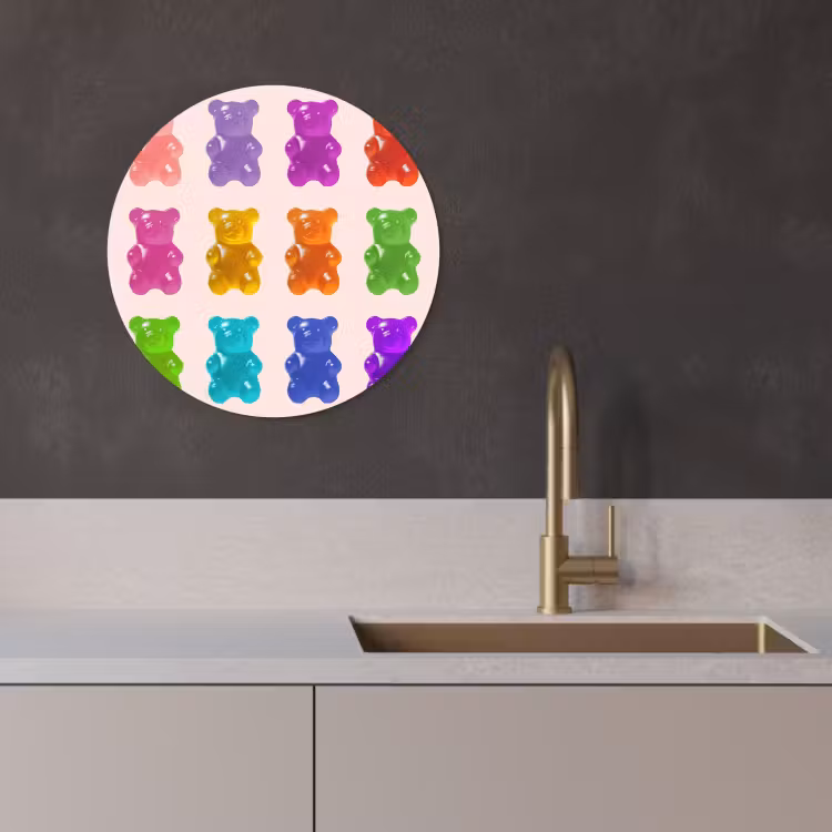 KitchenYeah - Cocina - Círculo mural Forex - Oso - Colorido - Caramelo — 2