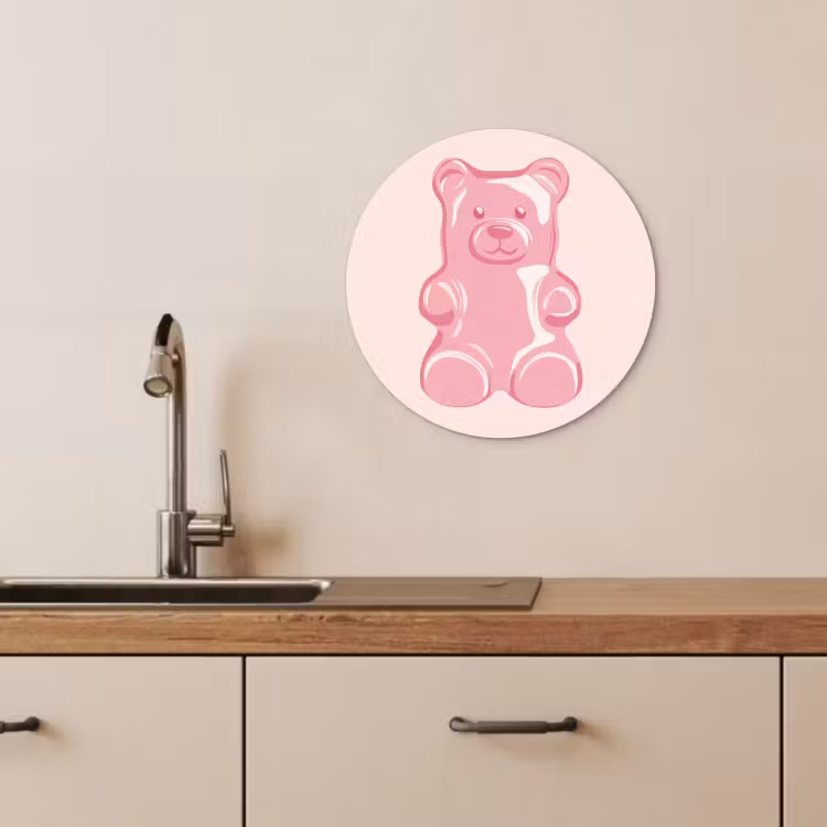 KitchenYeah - Cocina - Círculo mural Forex - Oso - Rosa - Caramelo — 4