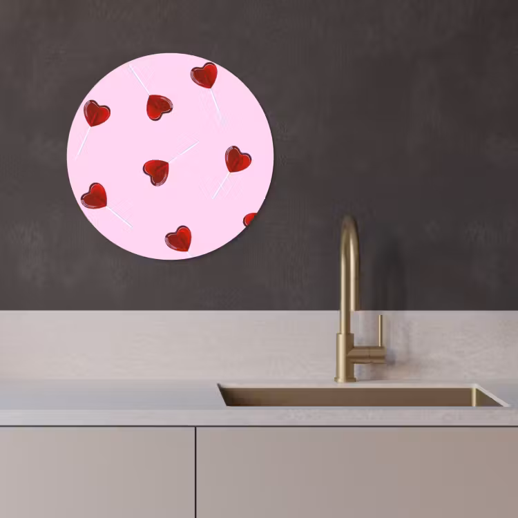 KitchenYeah - Cocina - Círculo mural Forex - Rosa - Corazón - Piruleta - Caramelo — 2