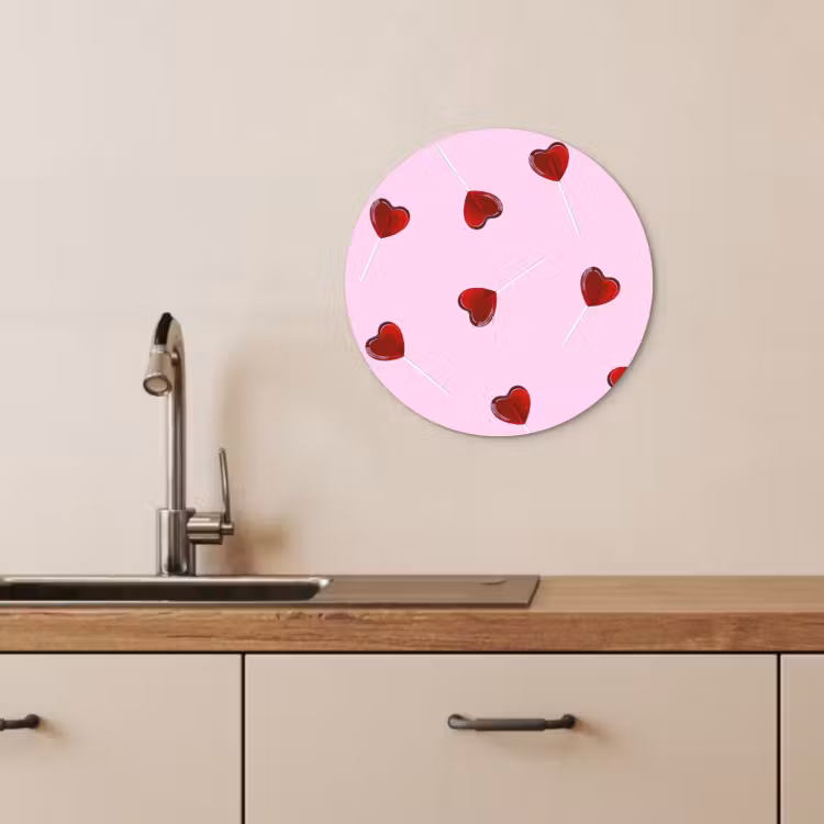 KitchenYeah - Cocina - Círculo mural Forex - Rosa - Corazón - Piruleta - Caramelo — 4