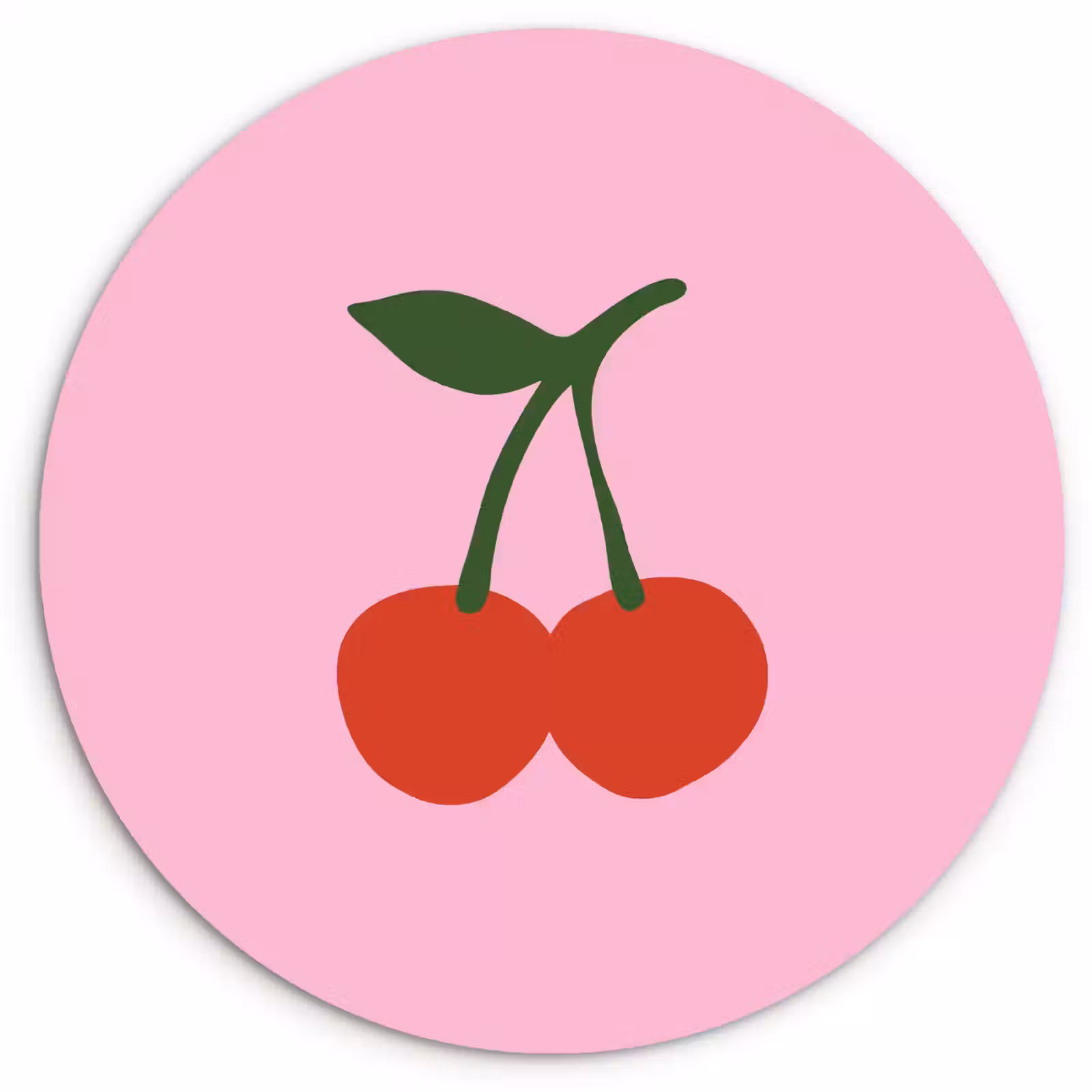 Cuadro redondo - Cerezas - Rosa - Ilustración — 1