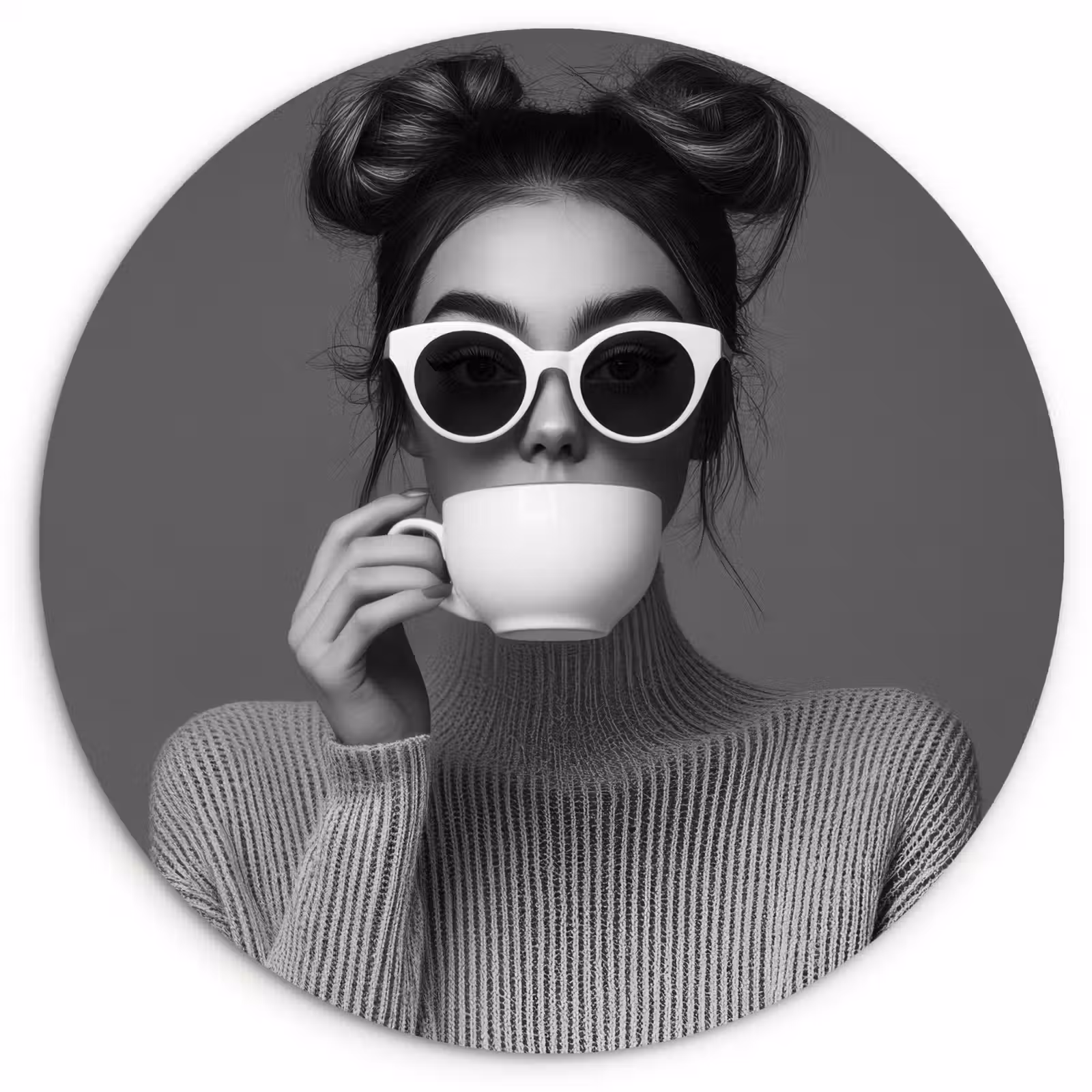 KitchenYeah - Cocina - Círculo mural Forex - Mujer - Café - Negro - Blanco — 1
