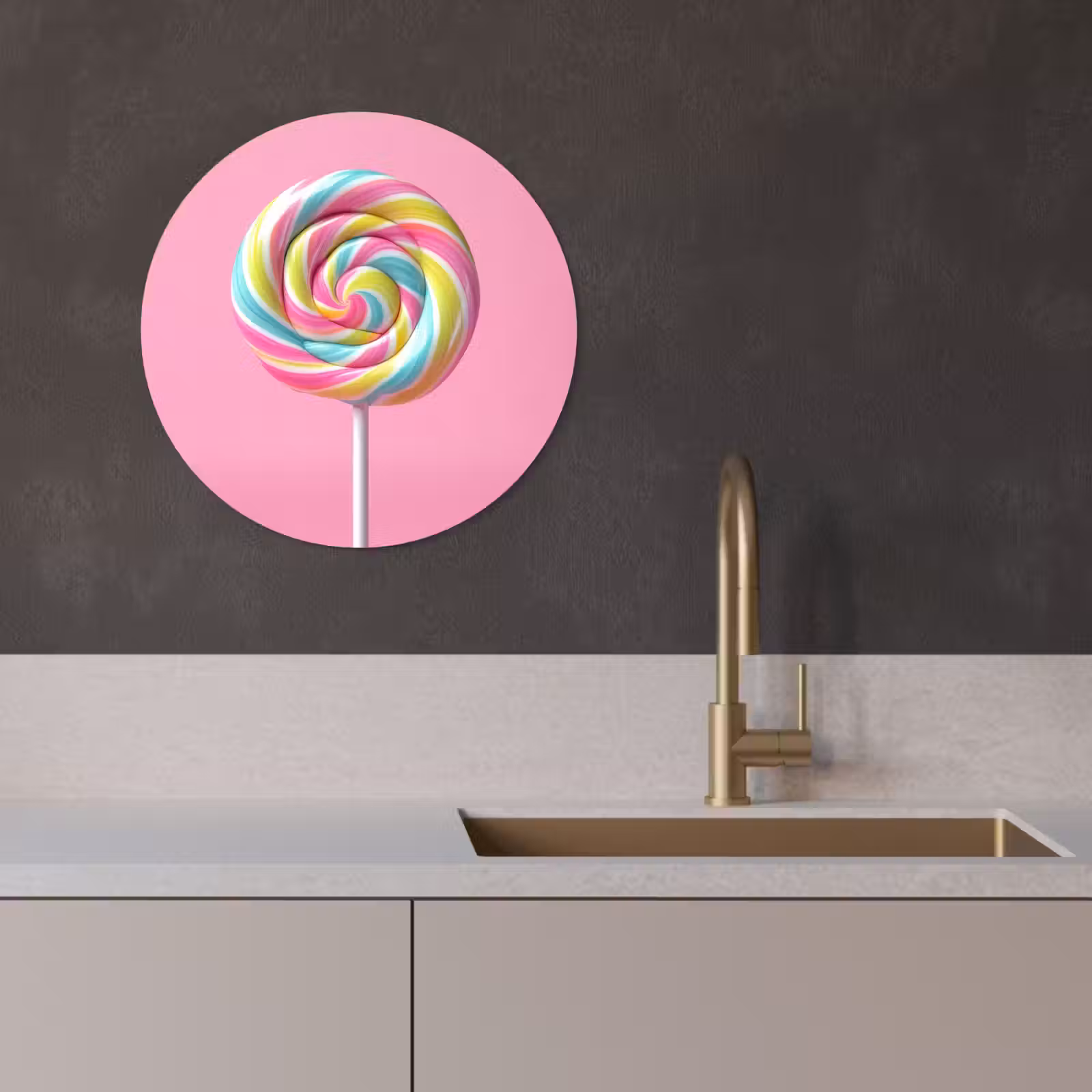 KitchenYeah - Cocina - Círculo mural Forex - Piruleta - Rosa - Caramelo - Dulce — 1