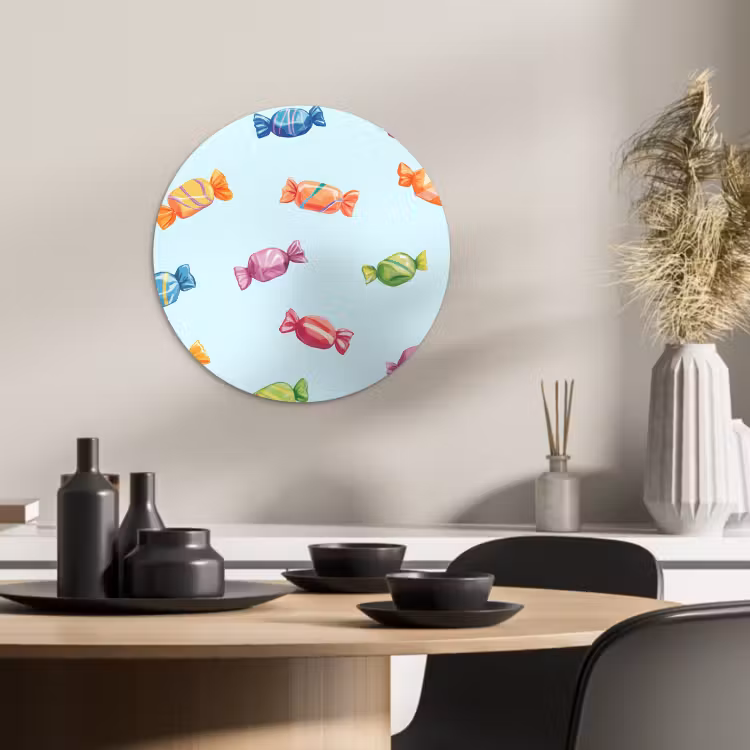 KitchenYeah - Cocina - Círculo mural Forex - Azul - Patrón - Caramelo — 2