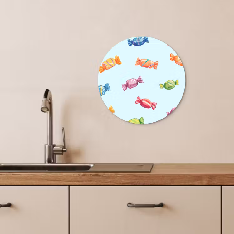KitchenYeah - Cocina - Círculo mural Forex - Azul - Patrón - Caramelo — 3