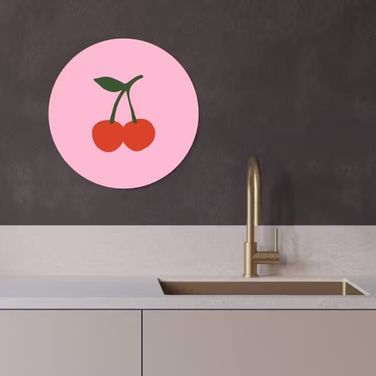 Cuadro redondo - Cerezas - Rosa - Ilustración — 3