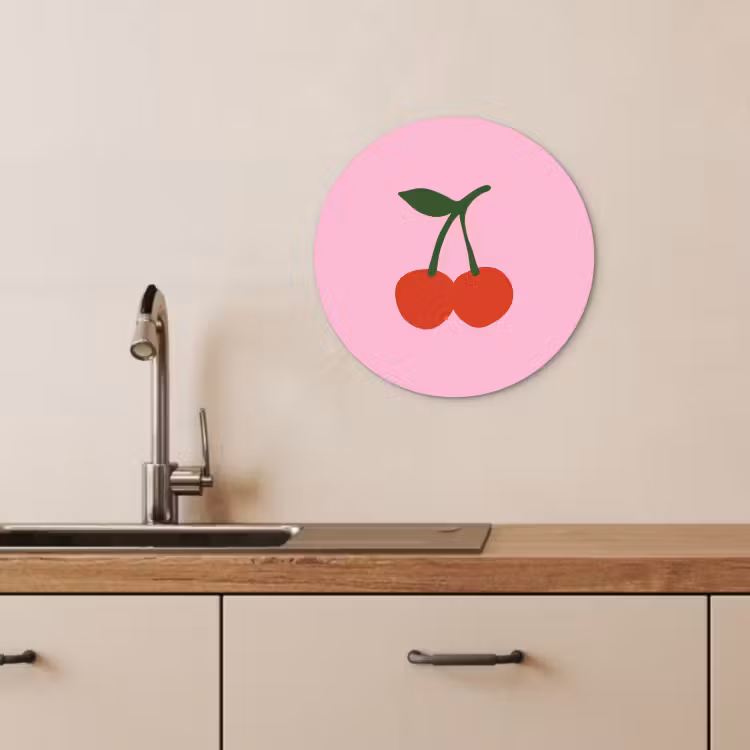Cuadro redondo - Cerezas - Rosa - Ilustración — 4