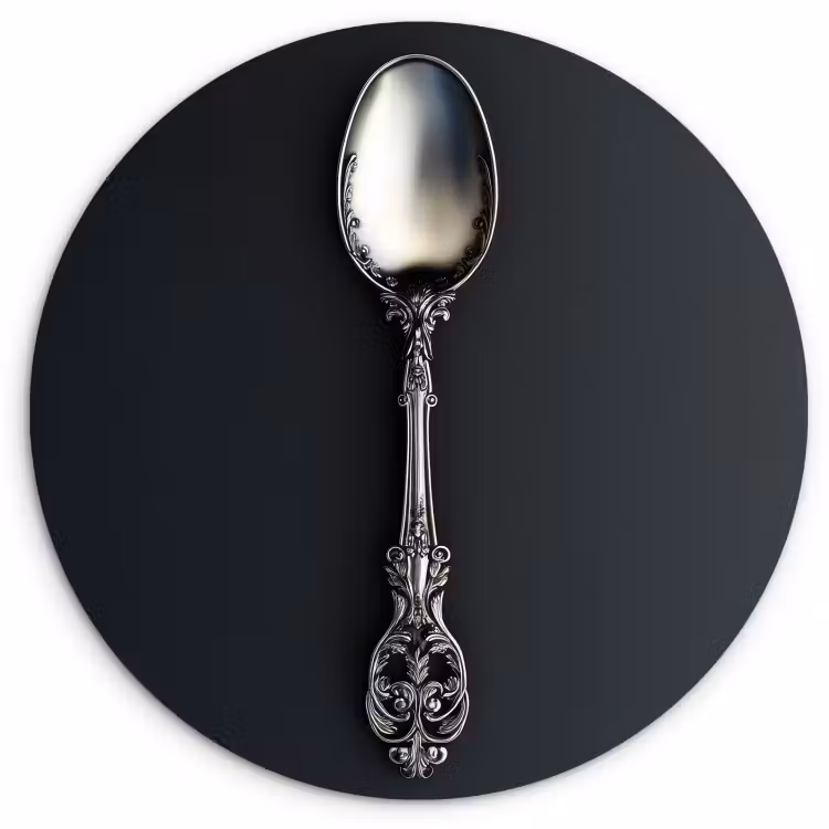 KitchenYeah - Cocina - Círculo mural Forex - Cuchara - Plata - Metal — 1
