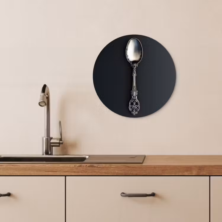 KitchenYeah - Cocina - Círculo mural Forex - Cuchara - Plata - Metal — 2