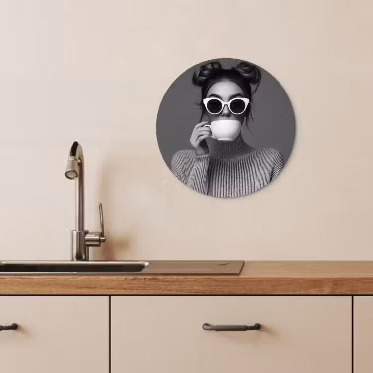 KitchenYeah - Cocina - Círculo mural Forex - Mujer - Café - Negro - Blanco — 3