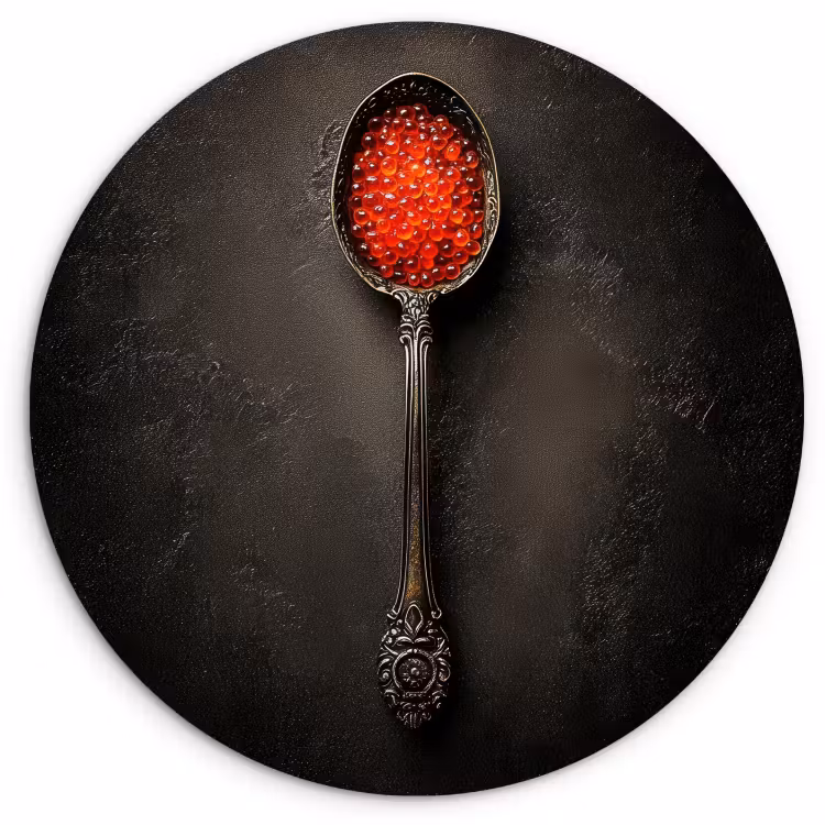 KitchenYeah - Cocina - Círculo mural Forex - Negro - Cuchara - Caviar — 1