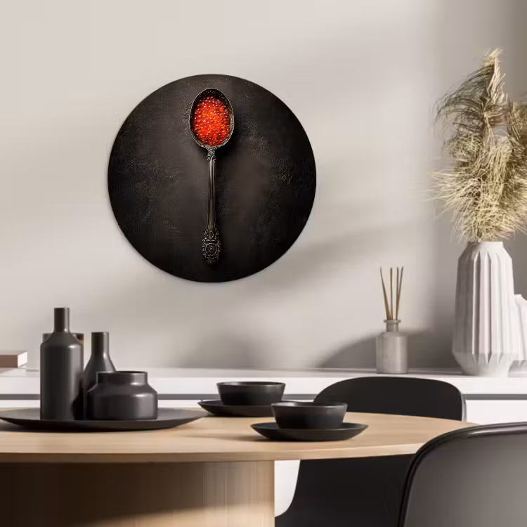 KitchenYeah - Cocina - Círculo mural Forex - Negro - Cuchara - Caviar — 2