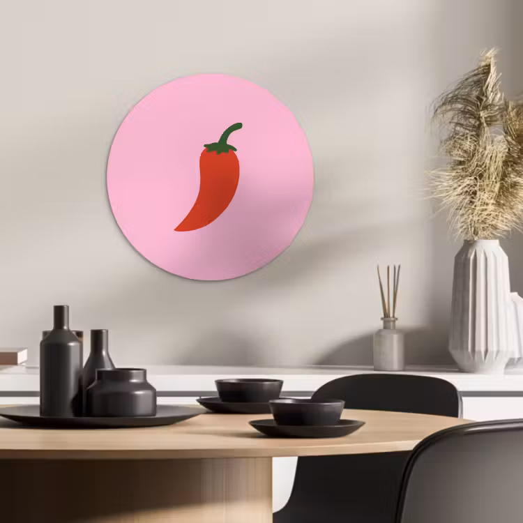 Cuadro redondo - Pimiento - Rojo - Ilustración — 2