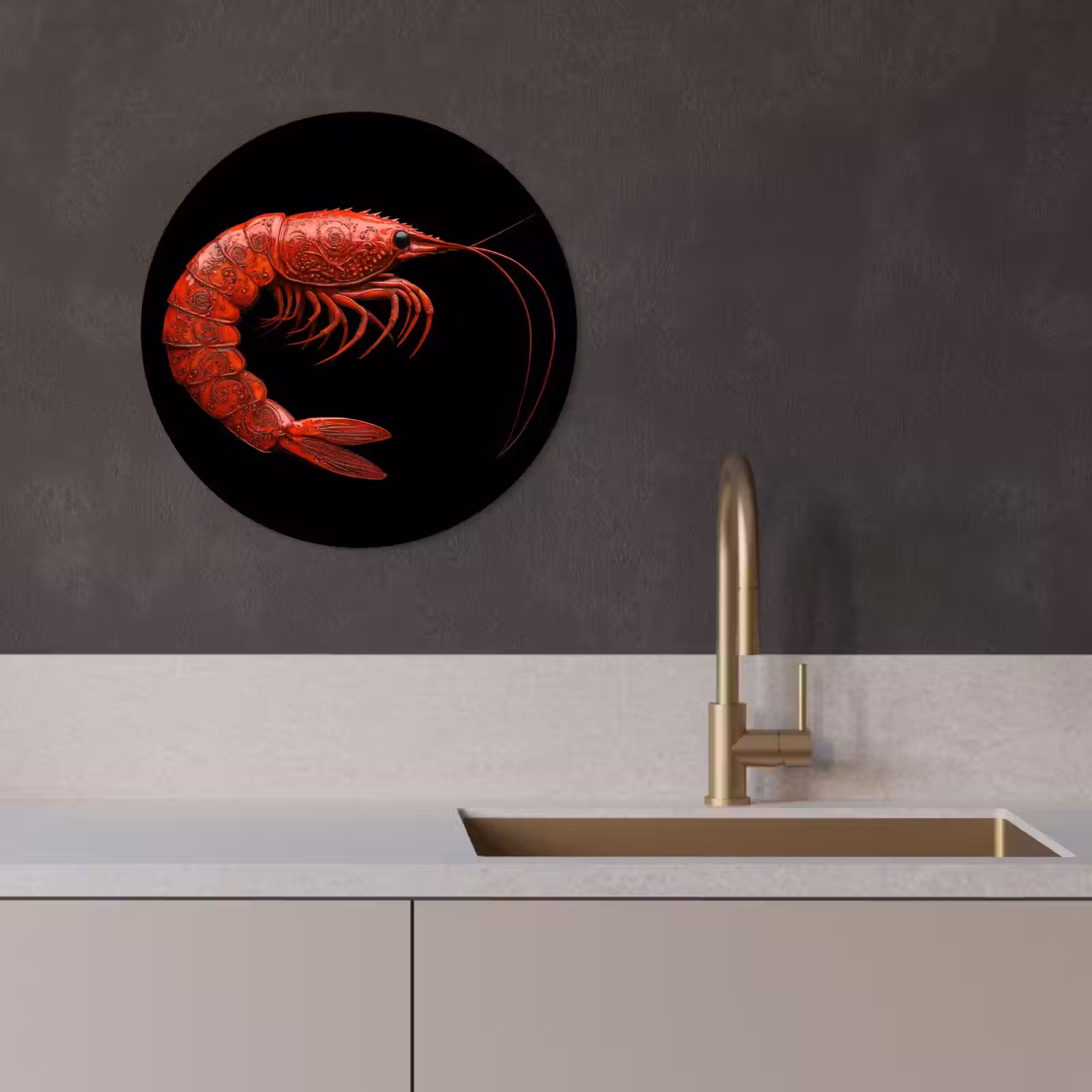 KitchenYeah - Cocina - Círculo mural Forex - Camarón - Rojo - Animales — 1