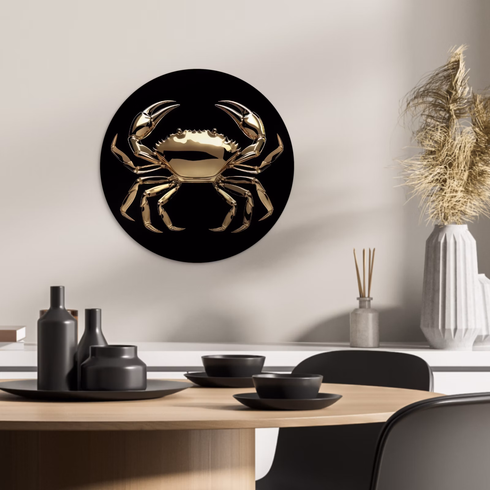 KitchenYeah - Cocina - Círculo mural Forex - Oro - Cangrejo - Animales - Negro — 1