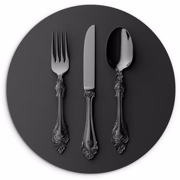 KitchenYeah - Cocina - Círculo mural Forex - Cubiertos - Negro — 1