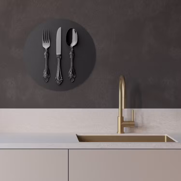 KitchenYeah - Cocina - Círculo mural Forex - Cubiertos - Negro — 2