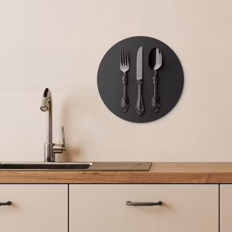 KitchenYeah - Cocina - Círculo mural Forex - Cubiertos - Negro — 4