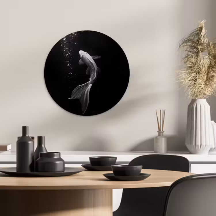 KitchenYeah - Cocina - Círculo mural Forex - Koi - Pez - Blanco - Negro — 2