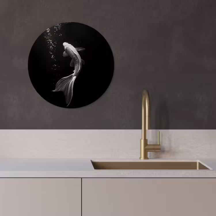 KitchenYeah - Cocina - Círculo mural Forex - Koi - Pez - Blanco - Negro — 3
