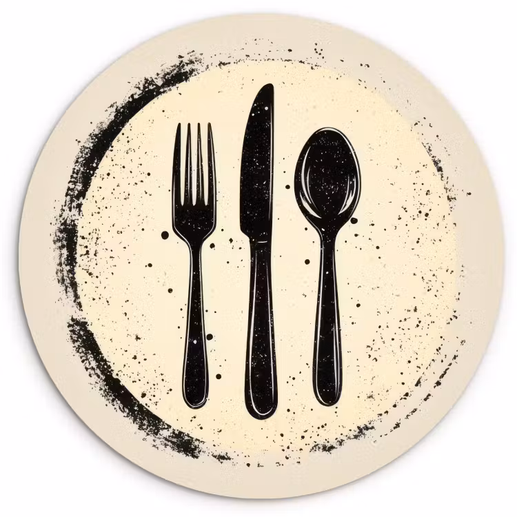 KitchenYeah - Cocina - Círculo mural Forex - Negro - Cubiertos - Redondos — 2