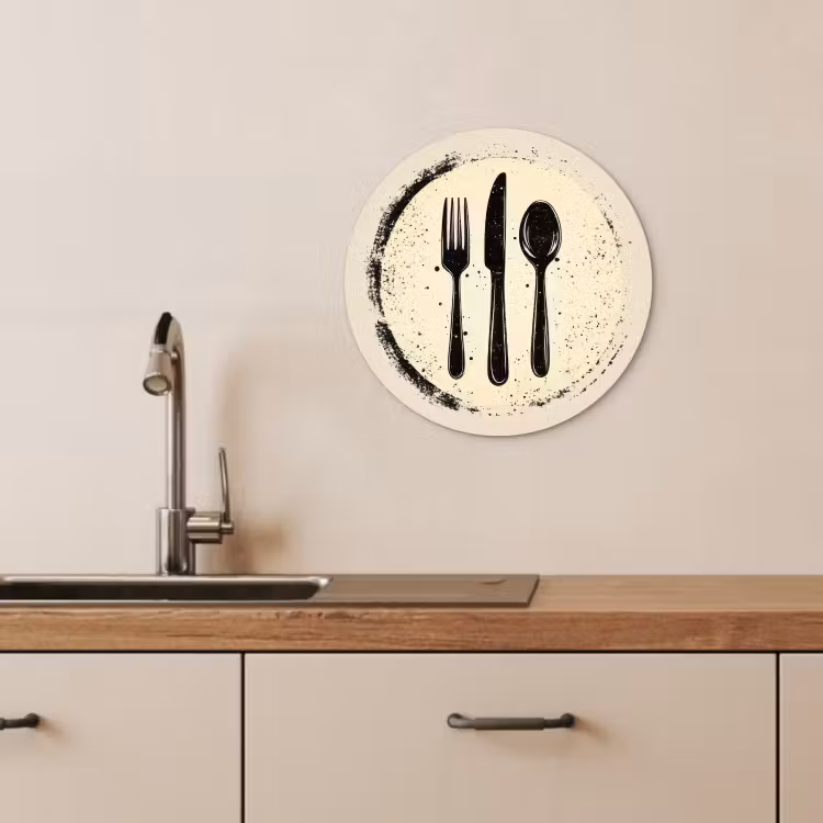 KitchenYeah - Cocina - Círculo mural Forex - Negro - Cubiertos - Redondos — 4