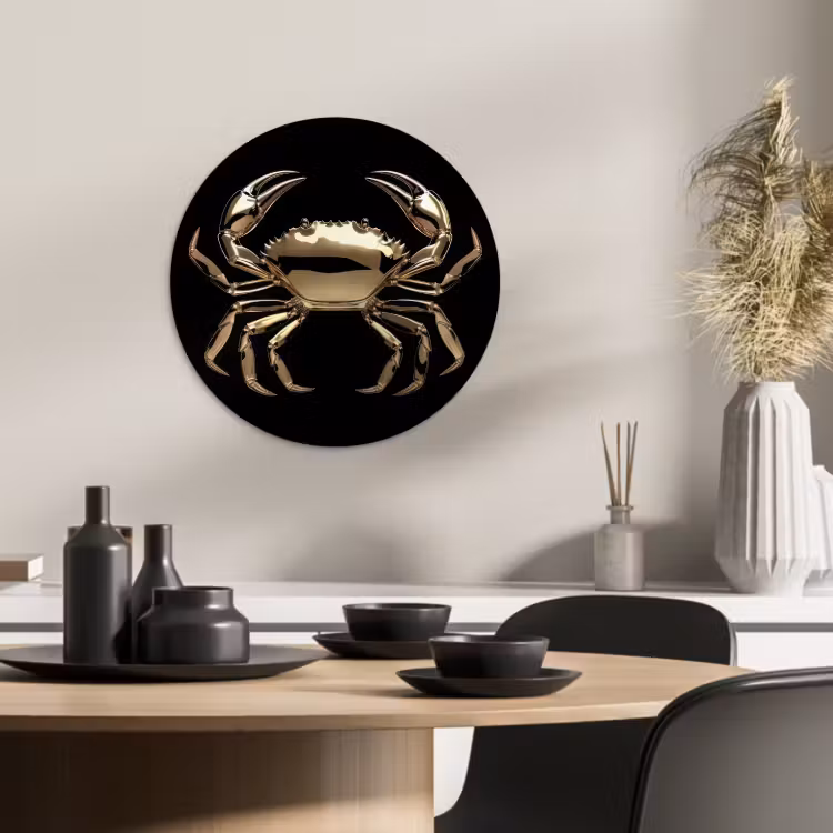 KitchenYeah - Cocina - Círculo mural Forex - Oro - Cangrejo - Animales - Negro — 1