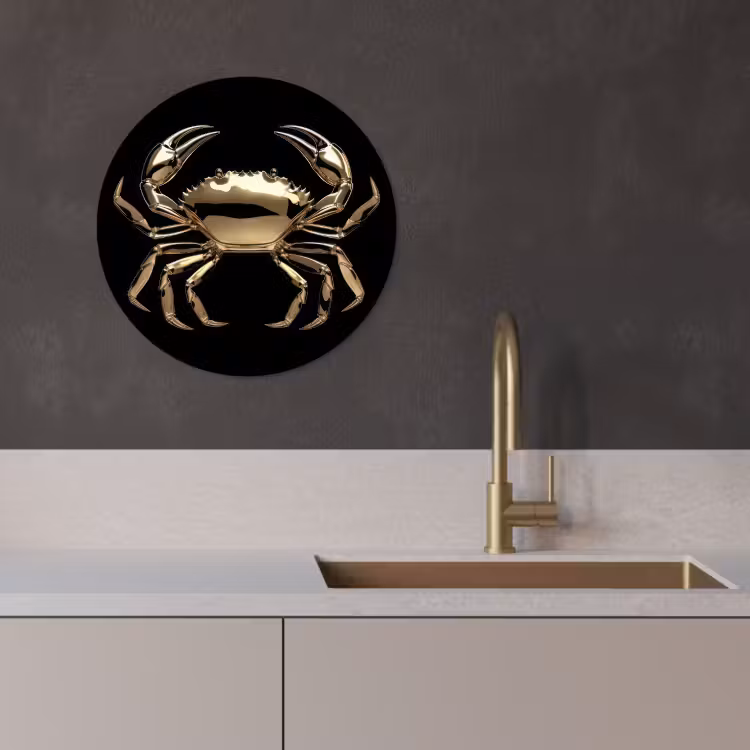 KitchenYeah - Cocina - Círculo mural Forex - Oro - Cangrejo - Animales - Negro — 3