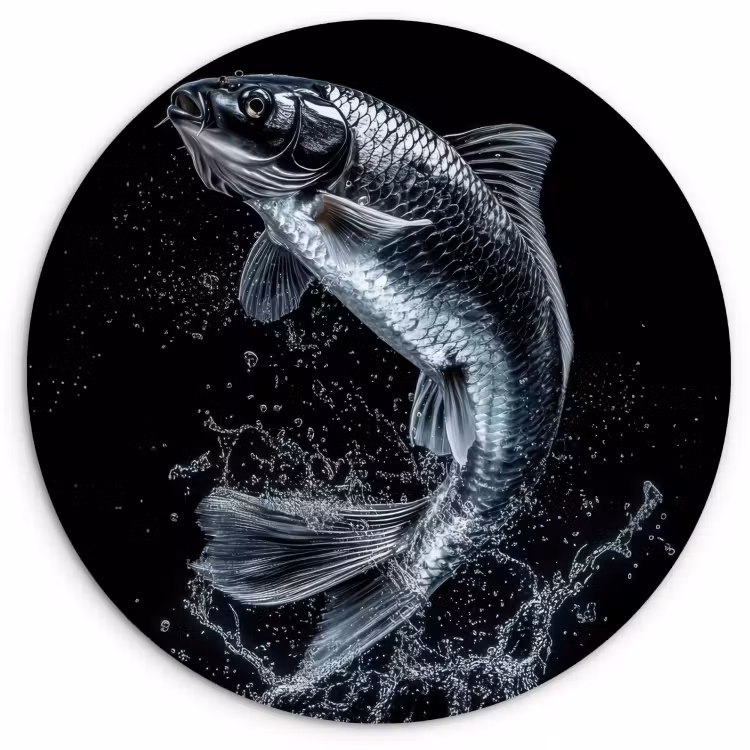KitchenYeah - Cocina - Círculo mural Forex - Peces - Koi - Negro - Agua — 1