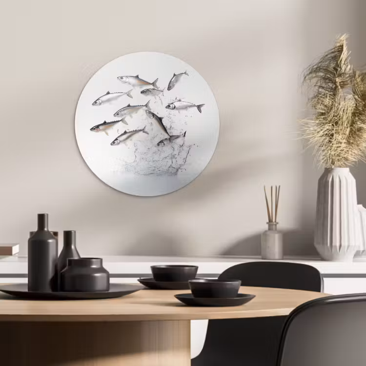 KitchenYeah - Cocina - Círculo mural Forex - Pez - Agua - Blanco — 3