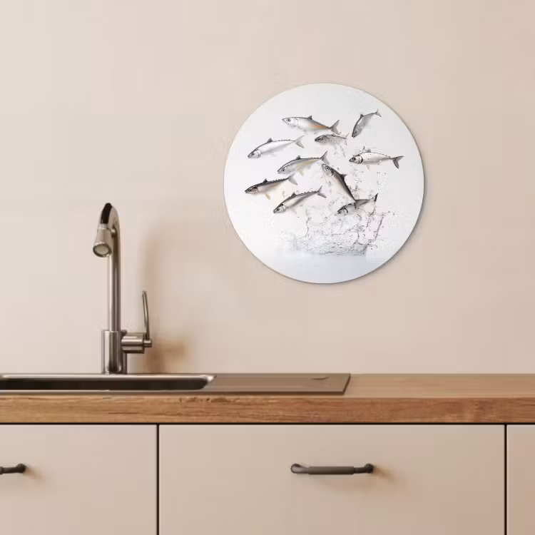 KitchenYeah - Cocina - Círculo mural Forex - Pez - Agua - Blanco — 4