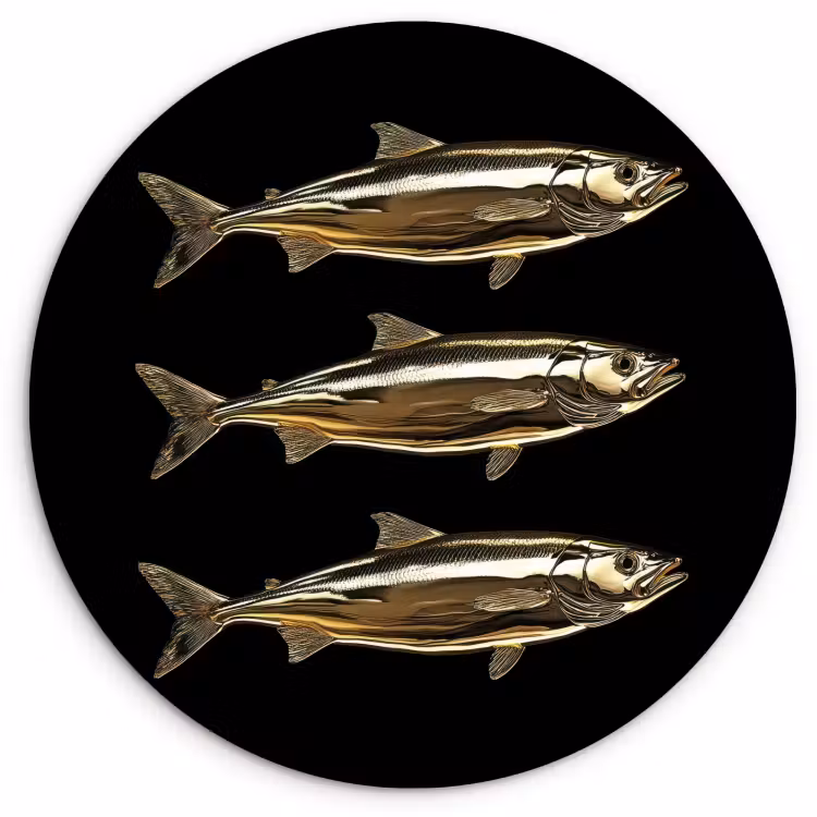 KitchenYeah - Cocina - Círculo mural Forex - Piscis - Oro - Negro — 1