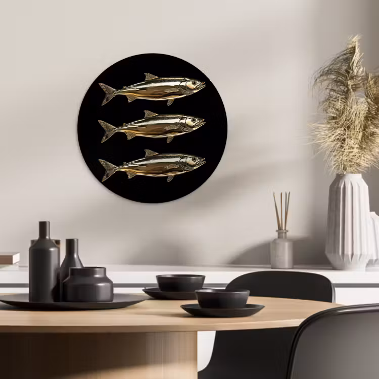 KitchenYeah - Cocina - Círculo mural Forex - Piscis - Oro - Negro — 3