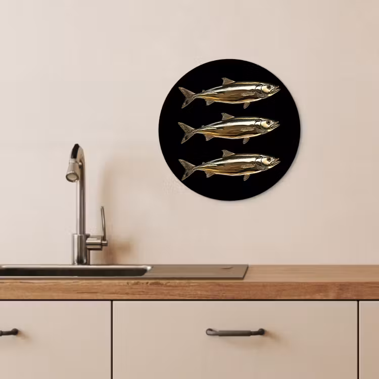 KitchenYeah - Cocina - Círculo mural Forex - Piscis - Oro - Negro — 4