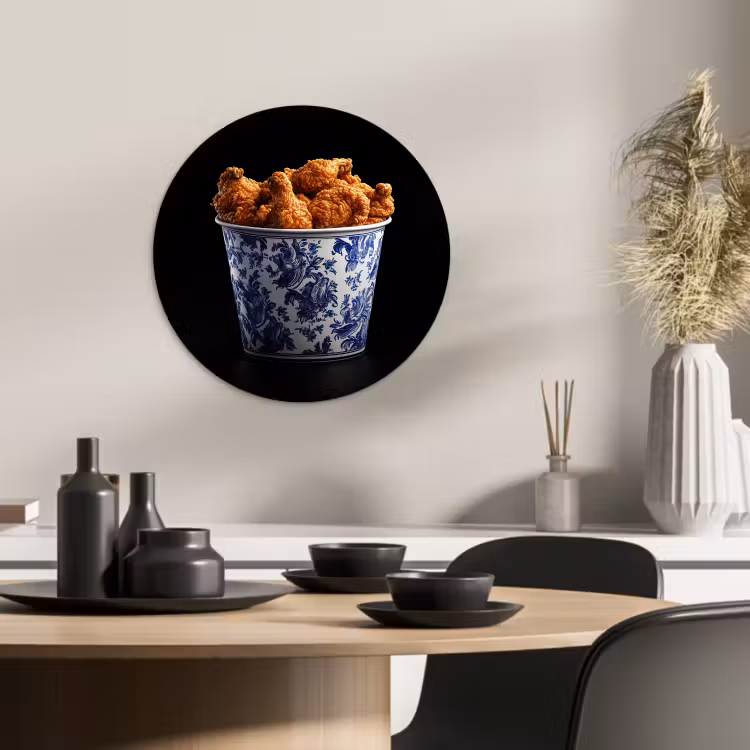 Cuadro redondo - Pollo - Cubo - Azul de Delft - Sabroso — 3