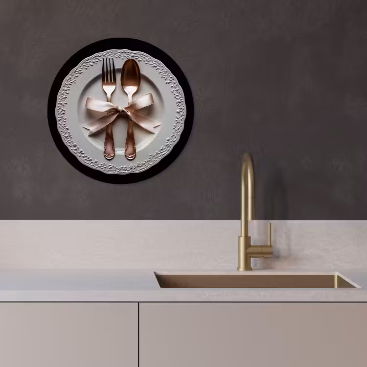 KitchenYeah - Cocina - Círculo mural Forex - Rosa - Lazo - Cubiertos — 2