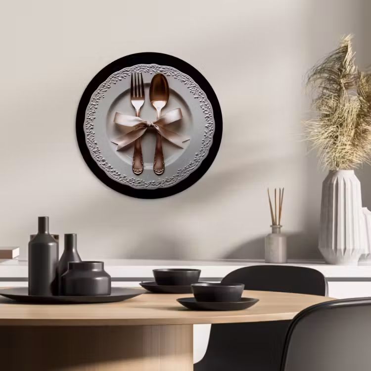 KitchenYeah - Cocina - Círculo mural Forex - Rosa - Lazo - Cubiertos — 3