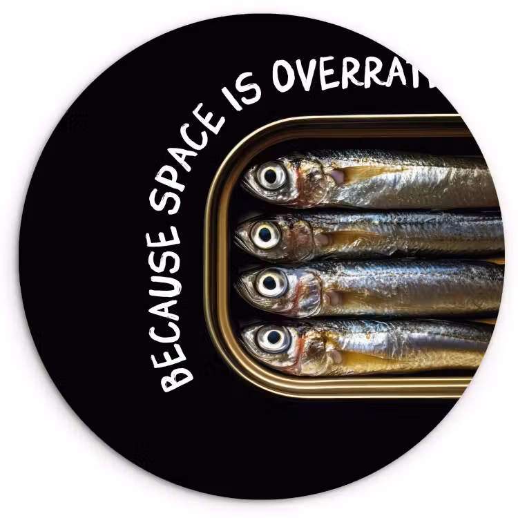 KitchenYeah - Cocina - Círculo mural Forex - Sardinas - Texto - Pescado - Conservas — 1