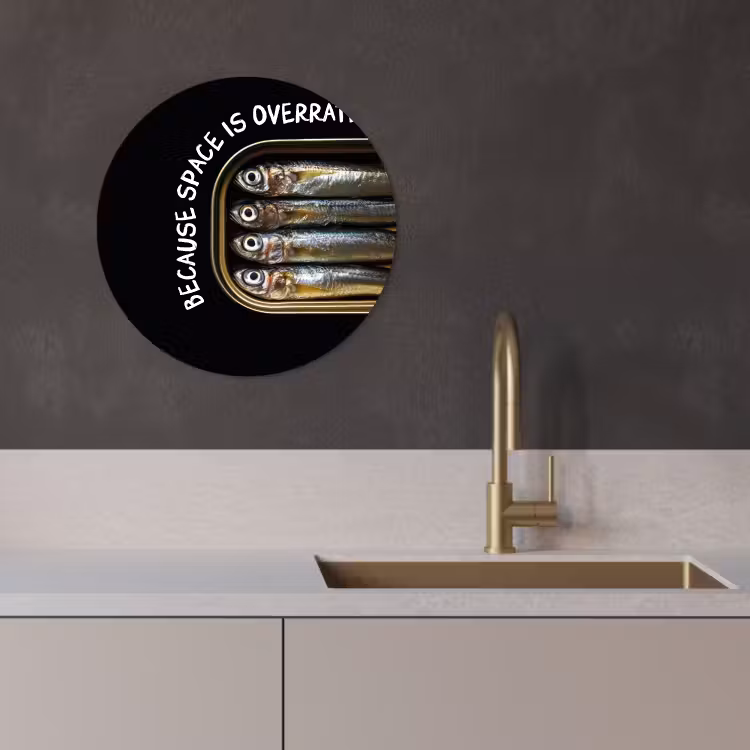 KitchenYeah - Cocina - Círculo mural Forex - Sardinas - Texto - Pescado - Conservas — 3