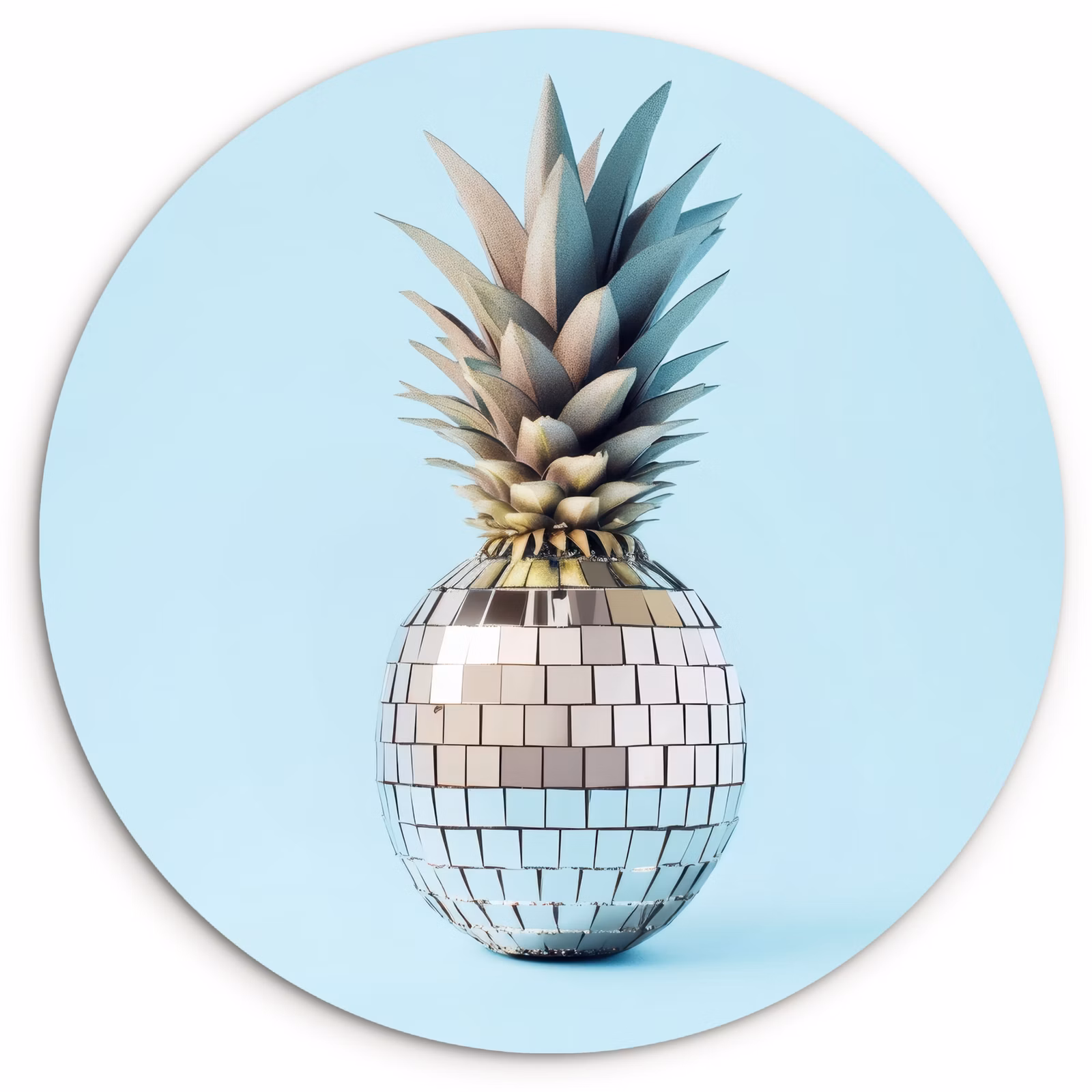Cuadro redondo - Azul - Piña - Disco - Discoball — 1