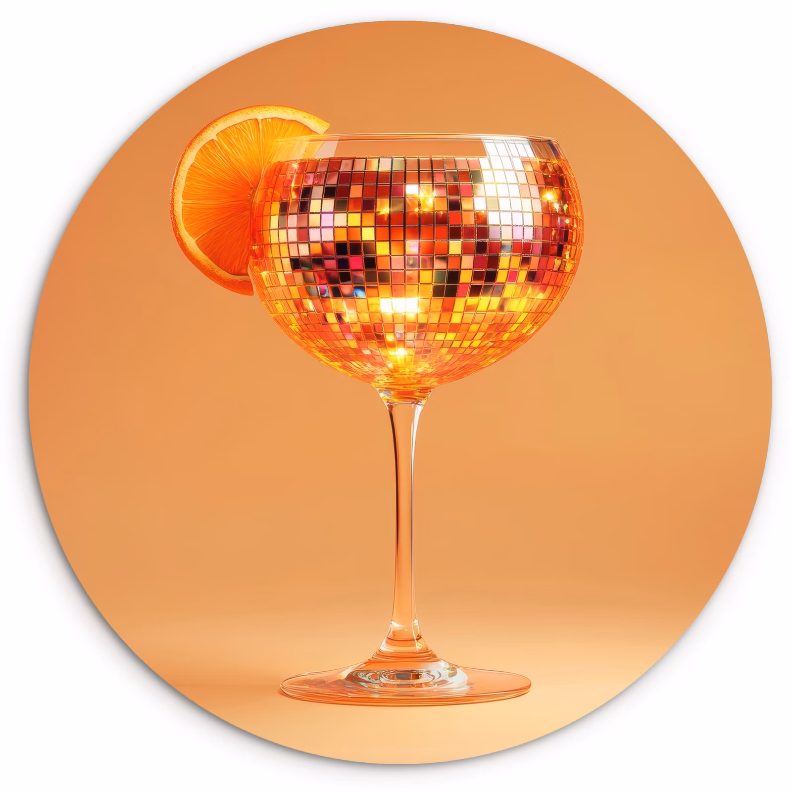 Cuadro redondo - Bebida - Naranja - Purpurina - Disco — 1