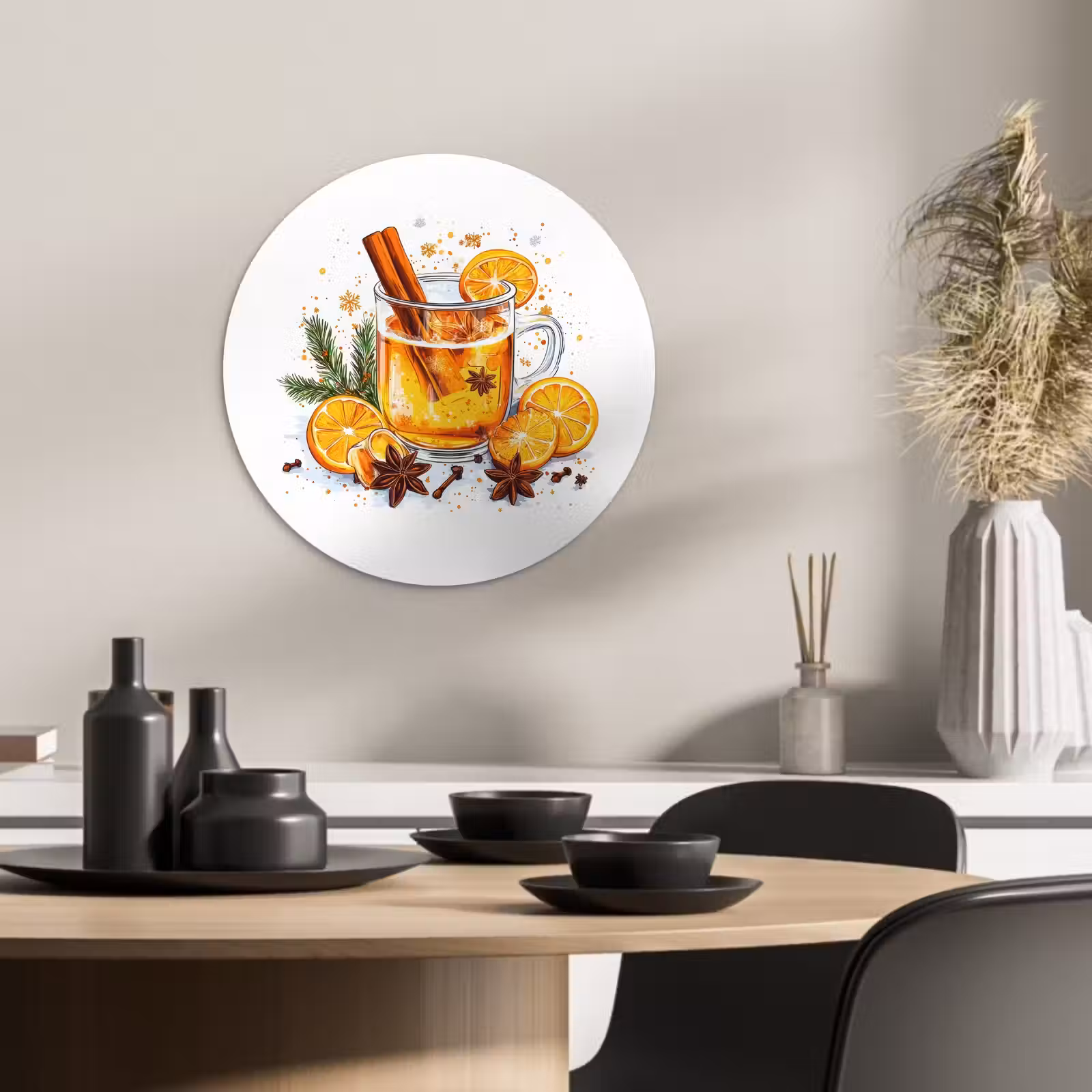 Cuadro redondo - Caliente - Té - Naranja - Canela — 1