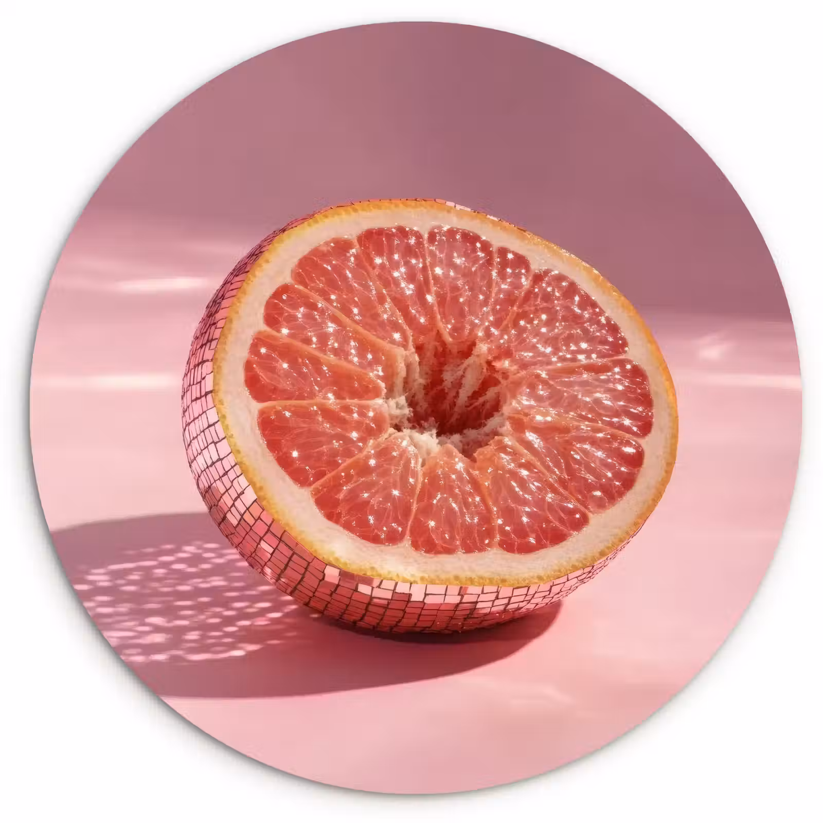 Cuadro redondo - Pomelo - Rosa - Disco - Brillante — 1